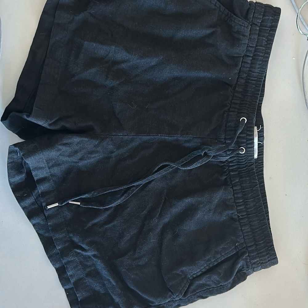 Black linen shorts